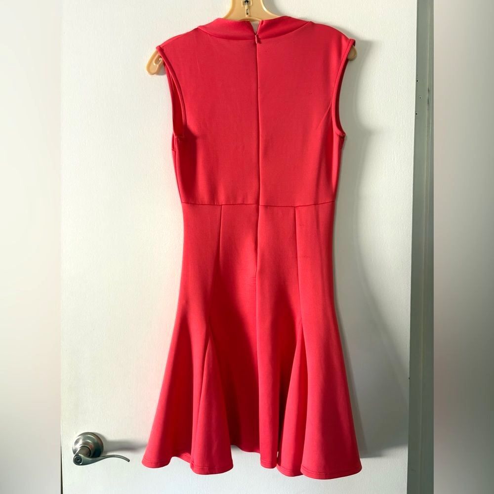 Tomato Girl Red Orange Godet Skater Mini Dress Deep V Plunge XS S Y2K Barbiecore - Picture 3 of 8